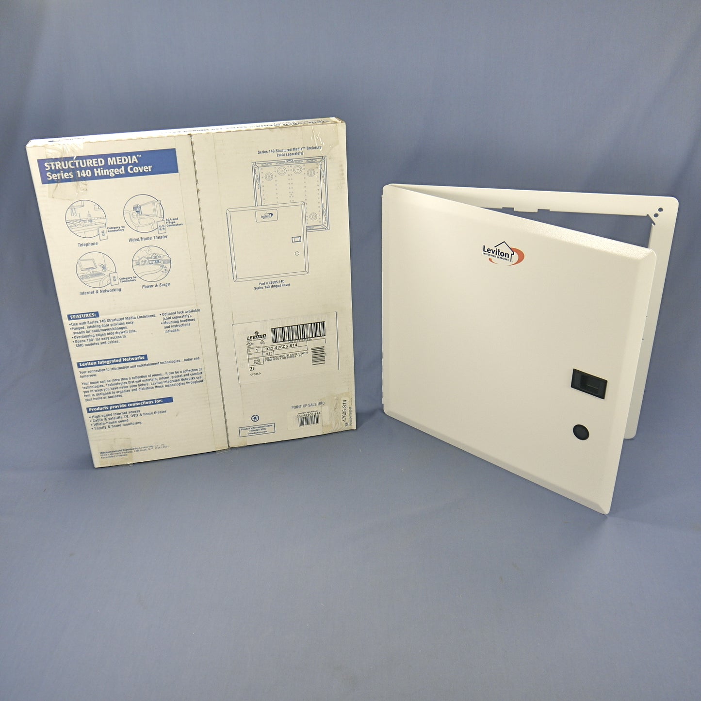 Leviton Premium 14" Hinged Cover for Structured Media Center Panel 47605-S14