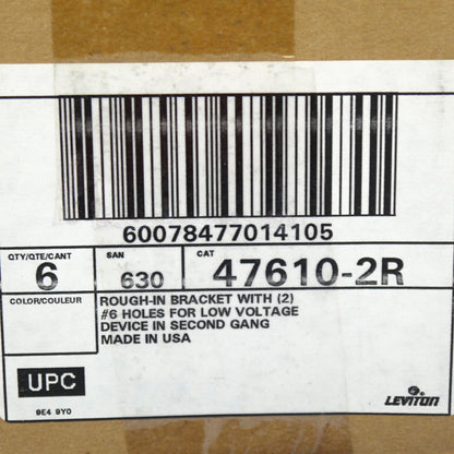 6 Leviton Dual-Gang Rough-In Low Voltage Extension Mounting Brackets 47610-2R
