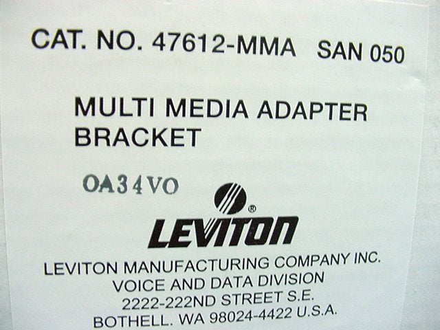 Leviton 47612-MMA White Structured Multi-Media Adapter Mounting Bracket 5F100