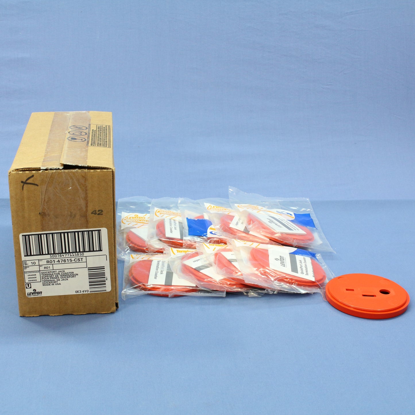 10 Leviton Cat6 47615-CST Orange Quickport Cat5e S-Video Termination Coasters