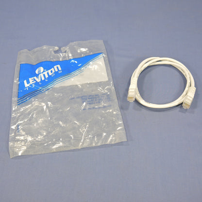 Leviton 47620-3W White Cat5 3ft Ethernet Cable LAN Data Patch Cord Network Wire