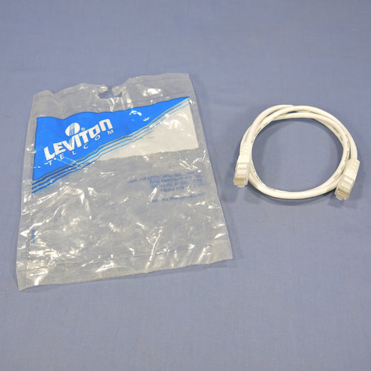 Leviton 47620-3W White Cat5 3ft Ethernet Cable LAN Data Patch Cord Network Wire