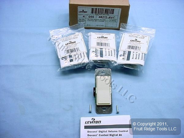 4 Leviton Almond Decora Rocker Digital Audio Volume Controls Cat 5 48211-AVC