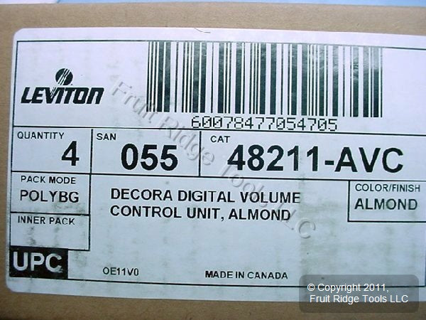 4 Leviton Almond Decora Rocker Digital Audio Volume Controls Cat 5 48211-AVC