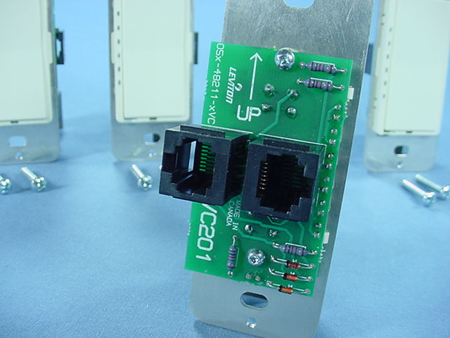 4 Leviton Almond Decora Rocker Digital Audio Volume Controls Cat 5 48211-AVC