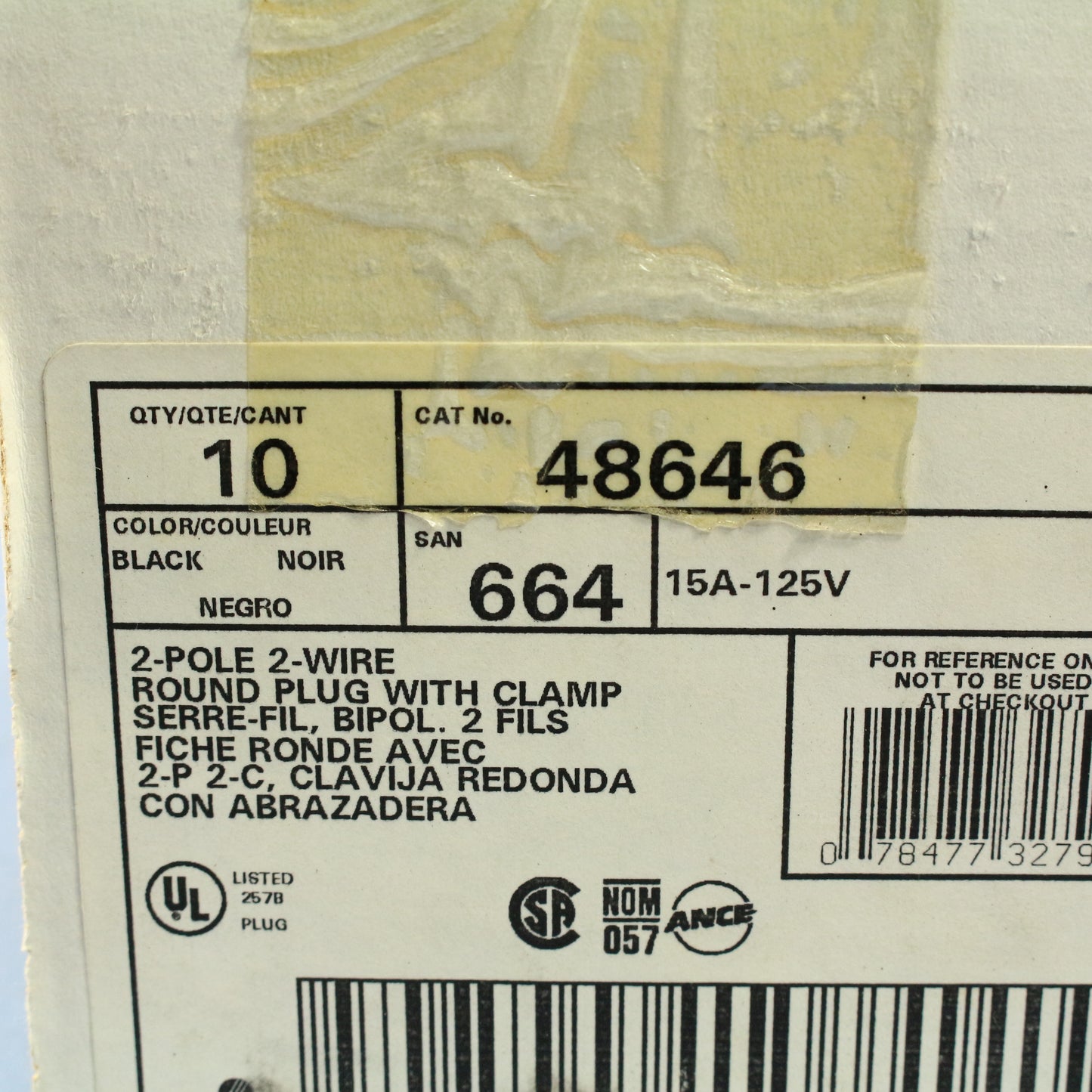 10 Leviton Round Straight Blade EZ Grip Heavy Duty Male Plugs Cord Clamp 48646