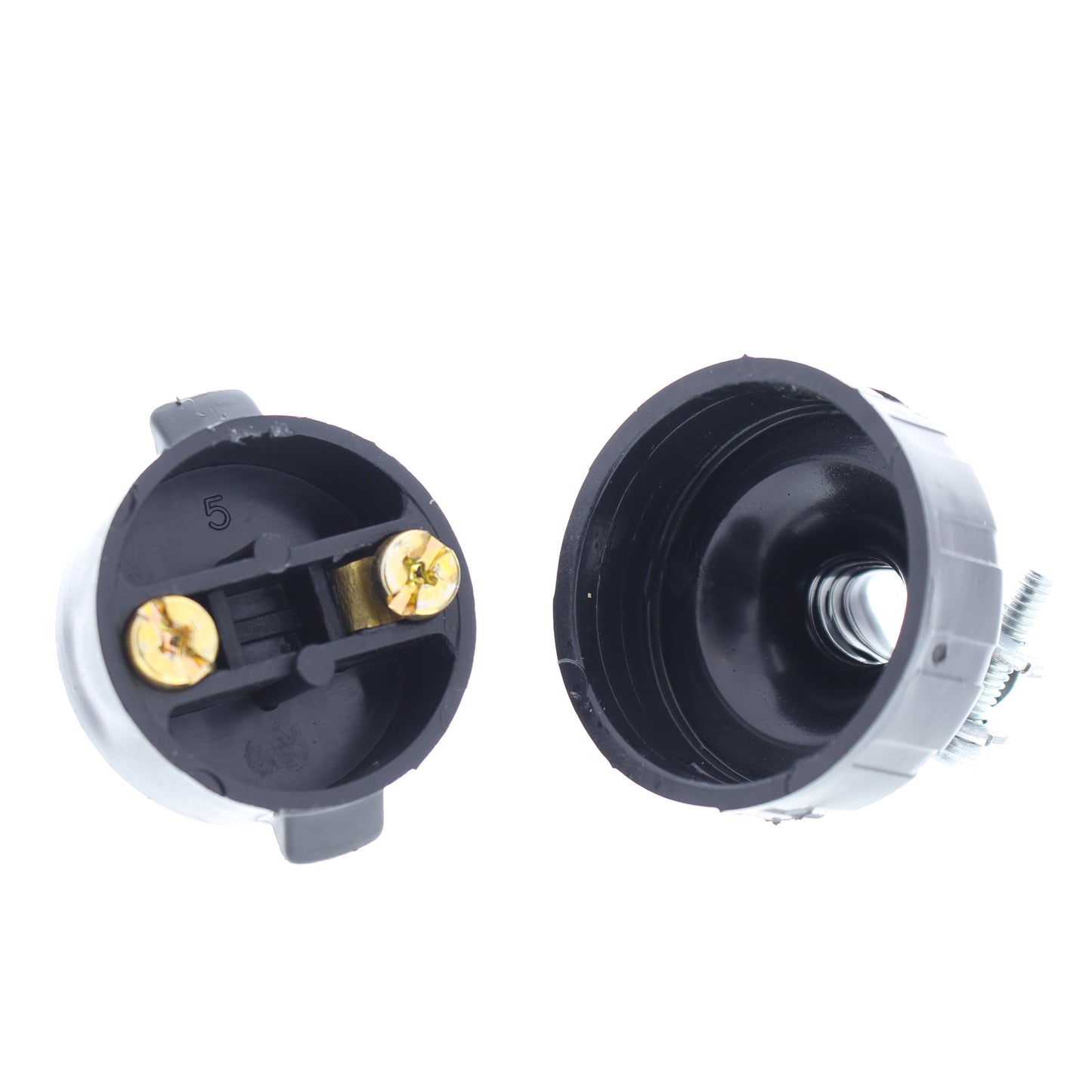 2 Leviton Black Straight Blade Round Vinyl Heavy Duty Male Plug Cord Clamp 48646