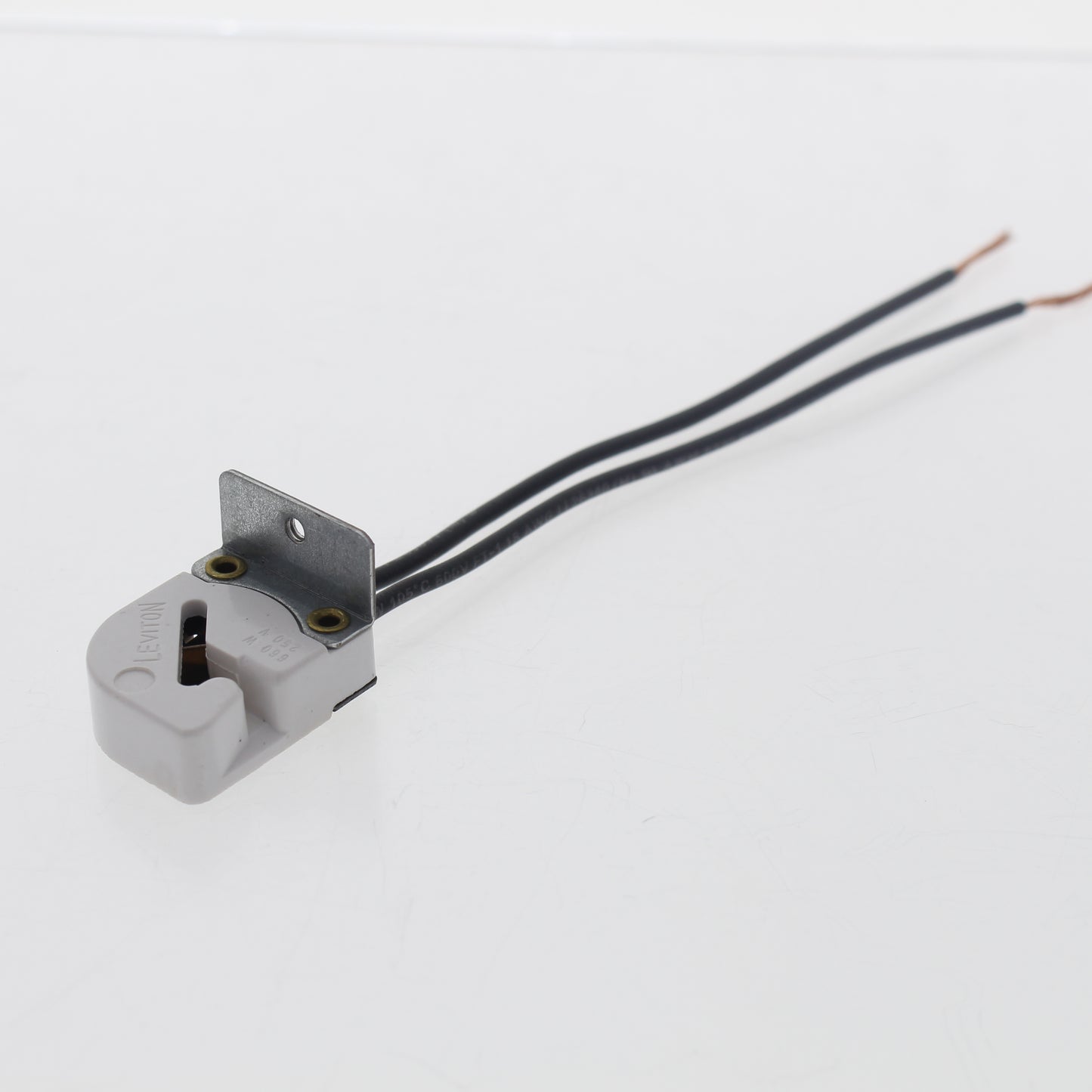 Leviton Medium Bi-Pin Lampholder Steel Bracket Tapped #6-32 w/ 6" 18 AWG Leads