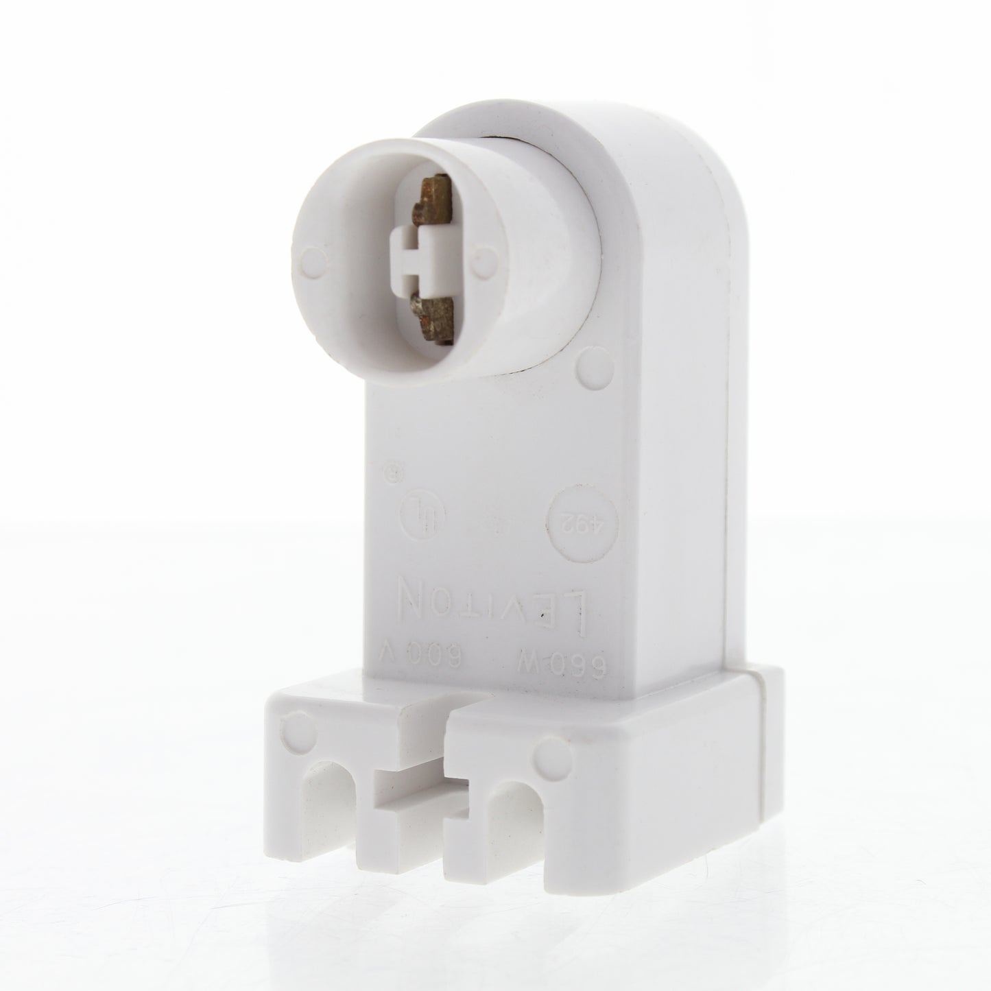 Leviton #492 White Vertical Plunger HO T8 T12 Fluorescent Lampholder 660W 600VAC