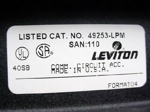 Leviton 19" Patch Cord Wire Organizer Wire Management Ring Rack Mount 49253-LPM