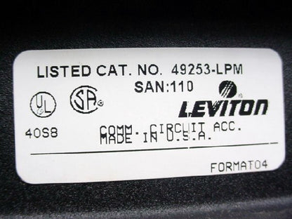 Leviton 19" Patch Cord Wire Organizer Wire Management Ring Rack Mount 49253-LPM