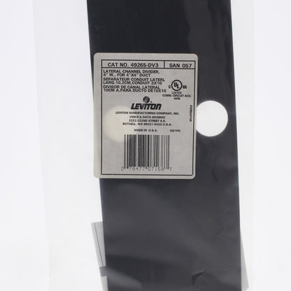 Leviton 49265-DV3 Rear Versi-Duct Patch Cable Lateral Channel Divider 11.5" x 4"