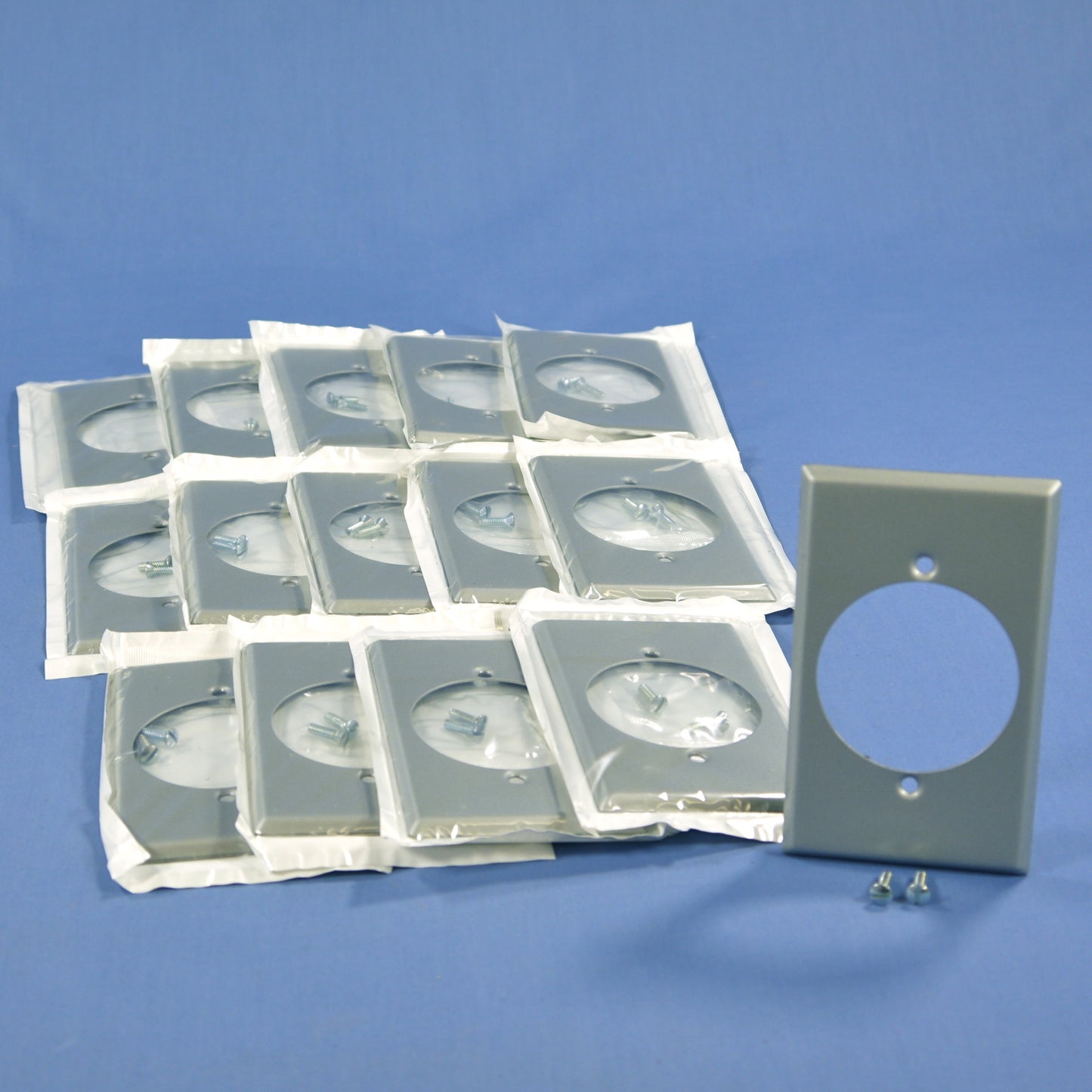 Leviton 4927 Metal Steel 1-Gang Power Outlet 2.15" Hole Wallplate Covers 15-pack