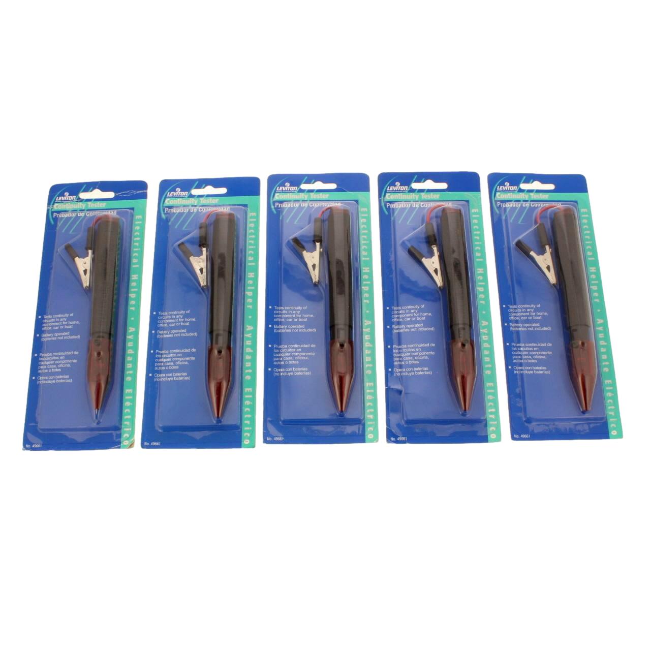5-Pack Leviton Battery Operated Electrical Continuity Testers w/ Alligator Clip