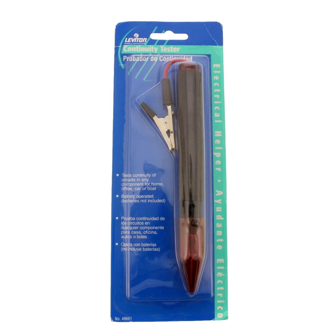 Leviton Battery Operated Electrical Continuity Tester with Alligator Clip 49661
