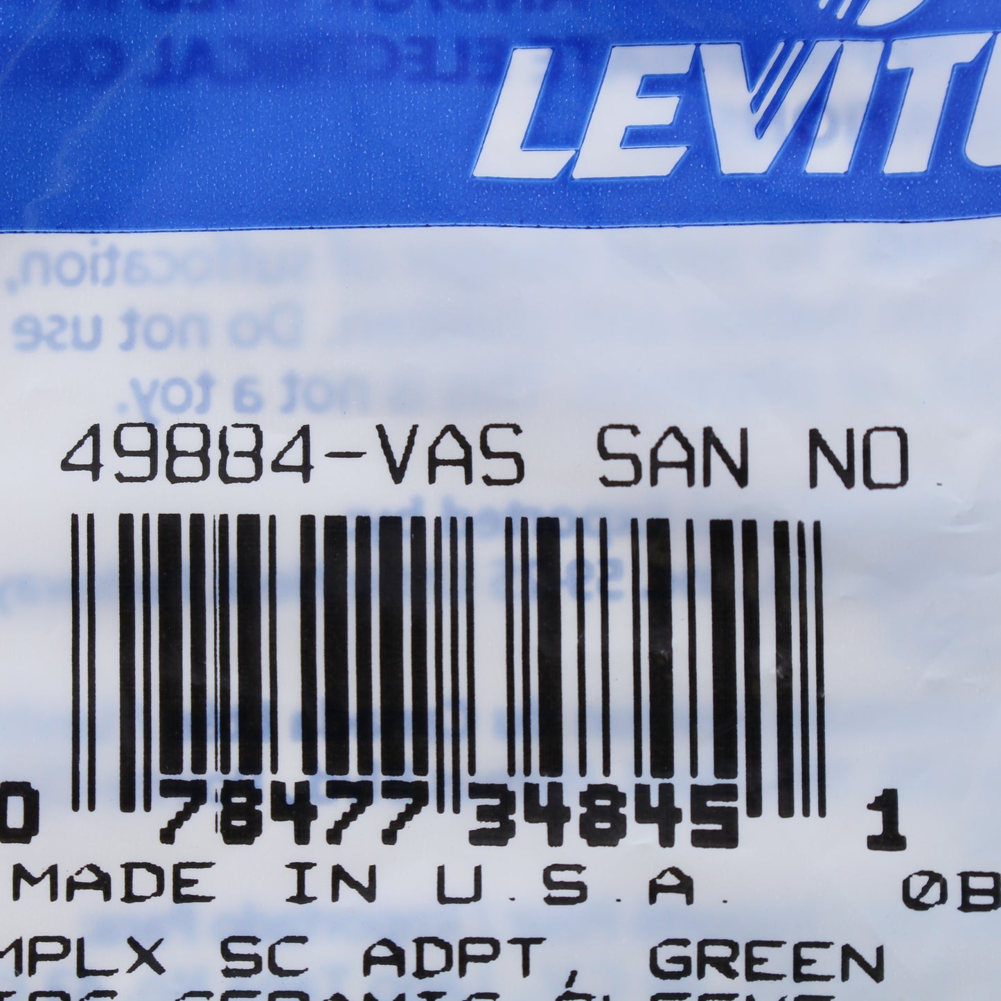 Leviton 49884-VAS Green SC/APC Fiber Optic Adapter Coupler Simplex Terminal