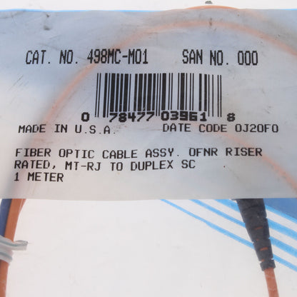 1M Fiber Optic Uplink Multi-Mode Duplex Patch Cable Cord MT-RJ DX-SC 498MC-M01