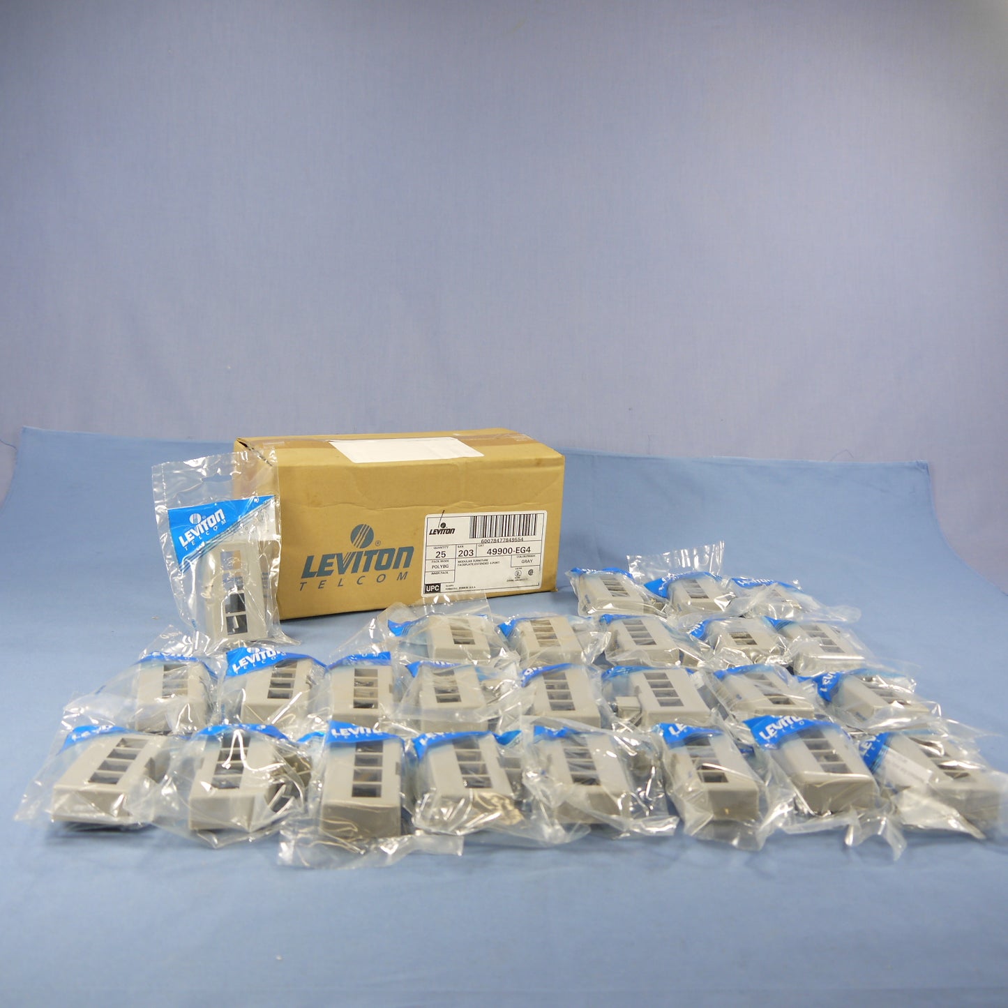 Leviton Gray Quickport 4-Port Cubicle Wallplate Data Faceplate X-Deep 49900-EG4