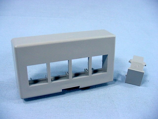 Leviton 49900-EGA Gray Quickport 4-Port Cubicle Wallplate Data Faceplate X-Deep