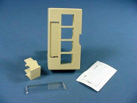 Leviton Ivory 4-Port Quickport X-Deep Cubicle Wallplate Data Faceplate 49910-EI4