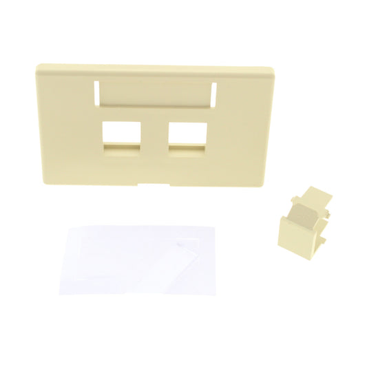Leviton 9910-HI2 Ivory 2-Port Quickport Jack Cubicle Wallplate Empty Cover