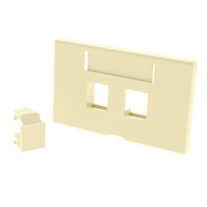 Leviton 9910-HI2 Ivory 2-Port Quickport Jack Cubicle Wallplate Empty Cover