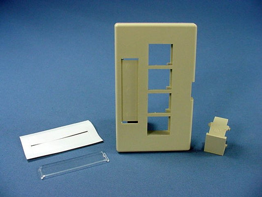 Leviton Ivory 4-Port Quickport Cubicle Wallplate Fits Herman Miller 49910-HI4