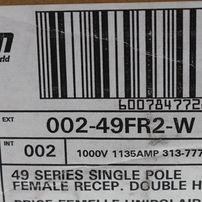 Leviton 49FR2-W White 49 Series Single Pole Female Receptacle Double Hole 1000V