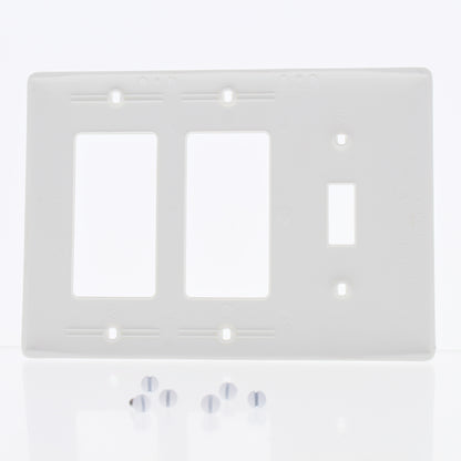 Hubbell White 3-Gang Unbreakable 1-Toggle 2-Decorator Rocker Wall Plate Cover