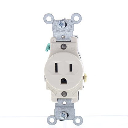 Leviton Scratched Almond Commercial Single Outlet Receptacle 5-15R 15A 5015-A
