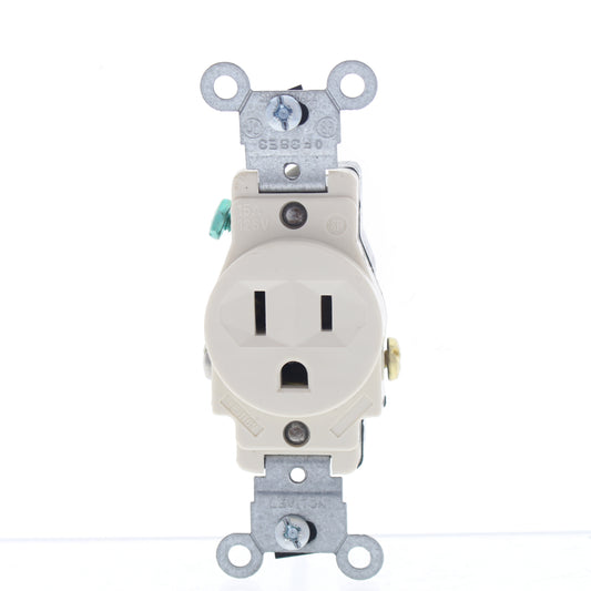Leviton Scratched Almond Commercial Single Outlet Receptacle 5-15R 15A 5015-A