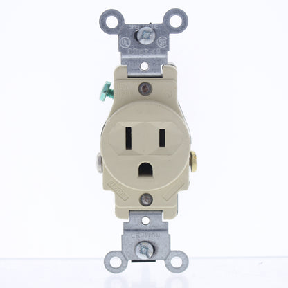 Leviton Scratched Ivory Commercial Single Outlet Receptacle 5-15R 15A 1255015-I