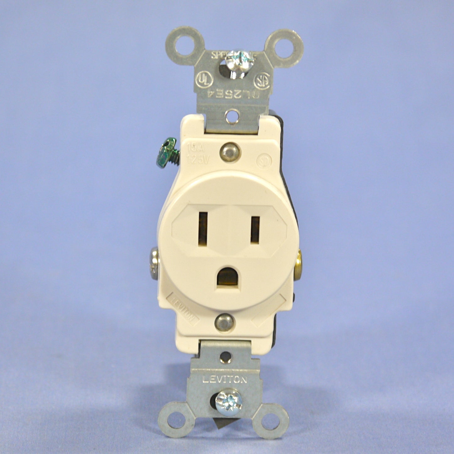 Leviton Light Almond Commercial Single Outlet Receptacle 5-15R 15A Bulk 5015-T