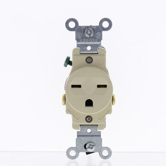 Leviton Ivory Scratched Single Outlet Receptacle Nema 6-15R 250V Bulk 5029-I