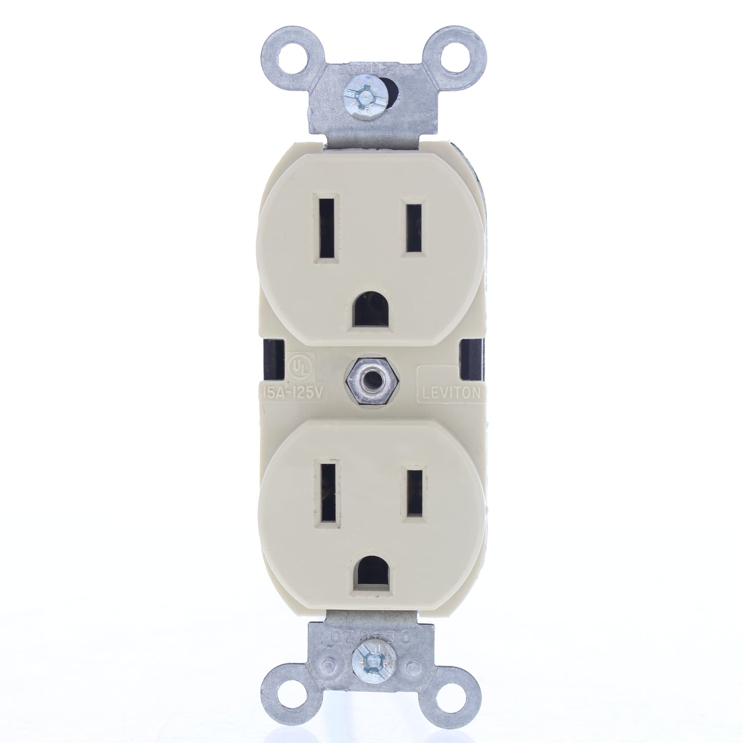 Leviton Ivory Commercial Duplex Receptacle Pigtail Leads 15A 5-15R Bulk 5040-I