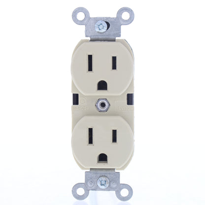 Leviton Ivory Commercial Duplex Receptacle Pigtail Leads 15A 5-15R Bulk 5040-I
