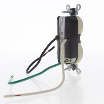 Leviton Ivory Commercial Duplex Receptacle Pigtail Leads 15A 5-15R Bulk 5040-I