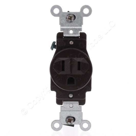 Leviton 5088 Brown Straight Blade Commercial Grade Grounding Receptacle 15A 125V