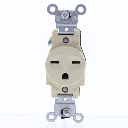 Leviton Ivory Straight Blade Single Outlet Receptacle Nema 6-15R 15A Bulk 5089-I