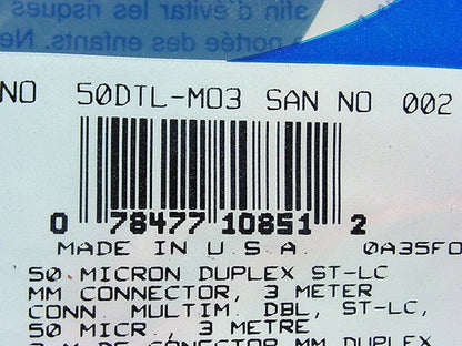 3M Fiber Optic Uplink Multi-Mode Duplex Patch Cable Cord ST LC 50mic 50DTL-M03