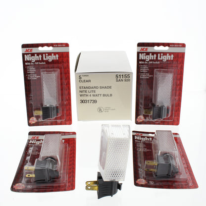 Leviton 51155 Frosted Lens Shade Miniature Night Lites with 4 Watt Bulb 5pcs