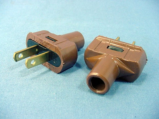 Do It Best 520396 Brown Straight Blade Easy Grip Flat 15A Plugs NEMA 1-15 2pk