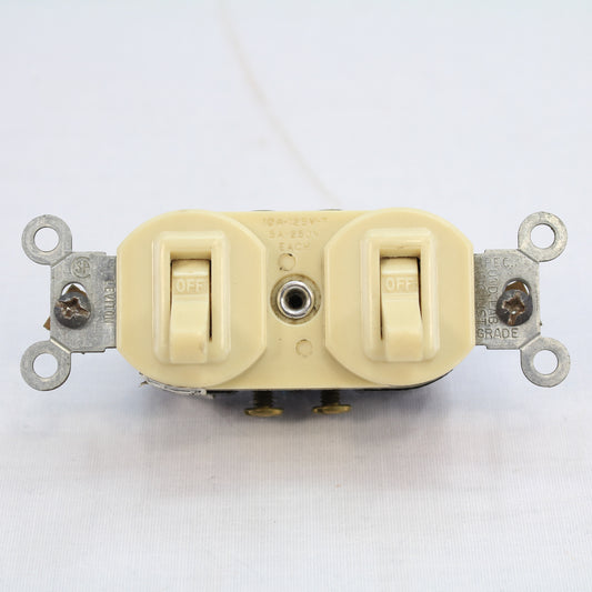 Leviton 5212 Ivory Dual Single Pole Toggle Wall Light Switches 5A/10A 125V 250V