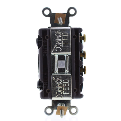 Leviton 5215 Brown Combination Single Pole 3-Way Flush Toggle Switch 10A 125V