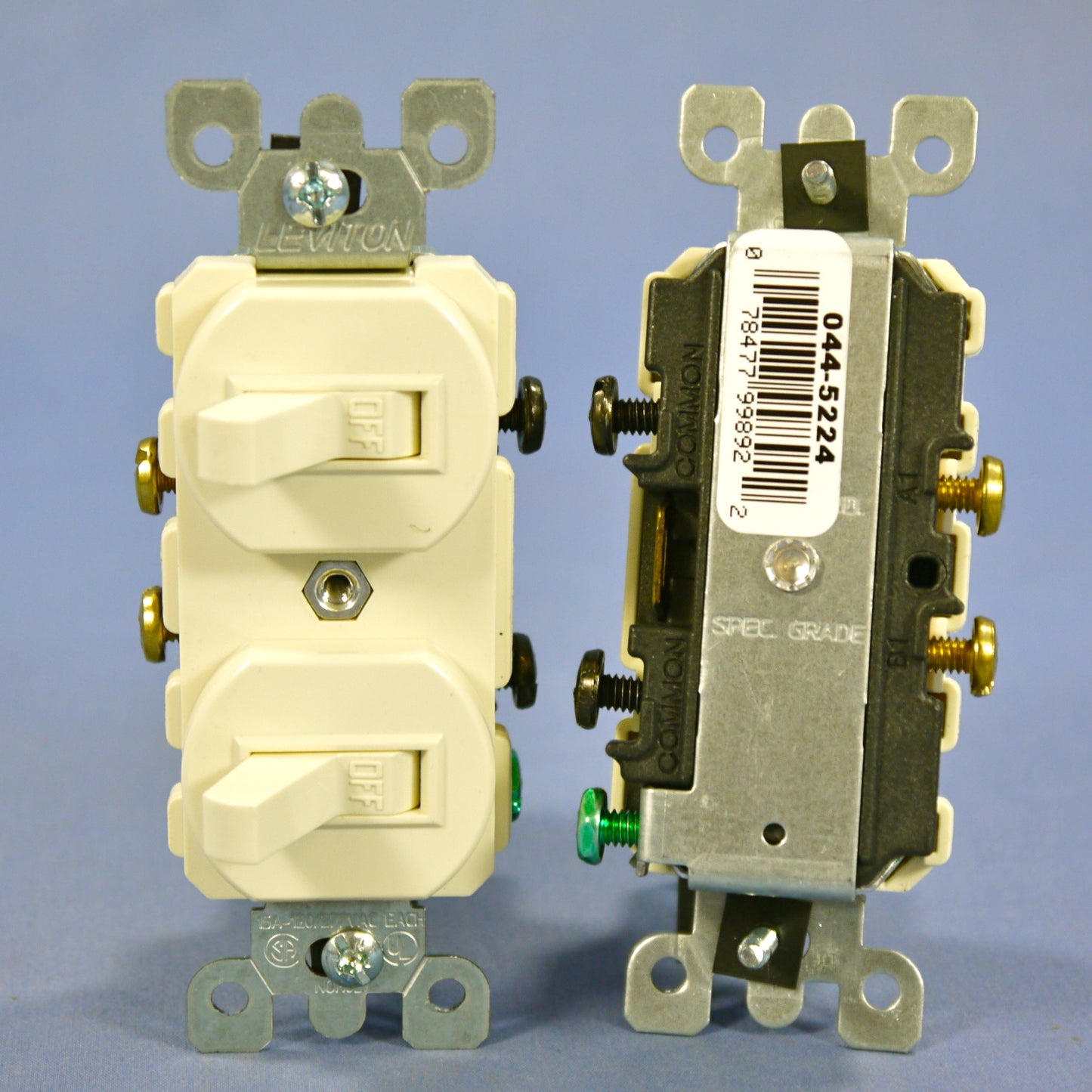 10 Leviton Almond Double Light Switches Duplex Toggle 15A Single Pole 5224-2A