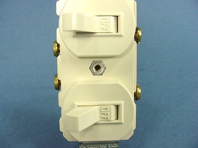 Leviton 5224-2A Almond Double Wall Light Switch Duplex Toggle 15A Single Pole