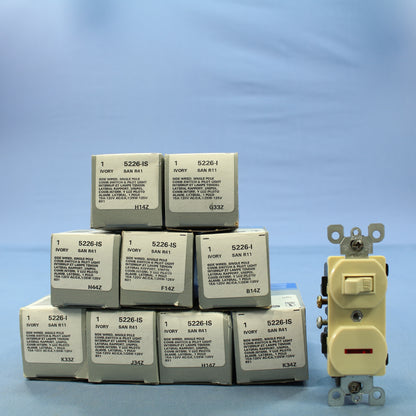Leviton 5226-I Ivory Commercial Toggle Wall Switches w/ Slit Pilot Light 10-Pack