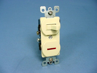 Leviton Ivory Commercial Toggle Wall Switch 15A w/Pilot Light 5226-I-041 Boxed