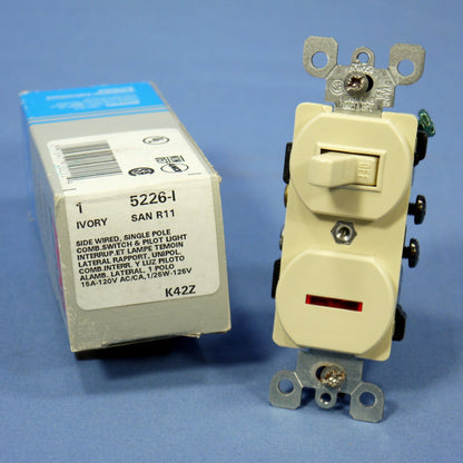 Leviton Ivory Commercial Toggle Wall Switch 15A w/Pilot Light 5226-I-041 Boxed