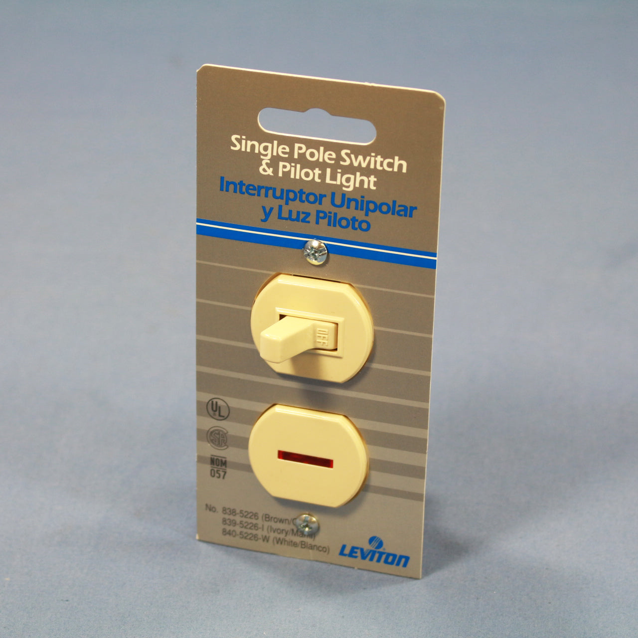 Leviton 5226-I Ivory Commercial Single Pole Toggle Wall Switch 15A w/Pilot Light